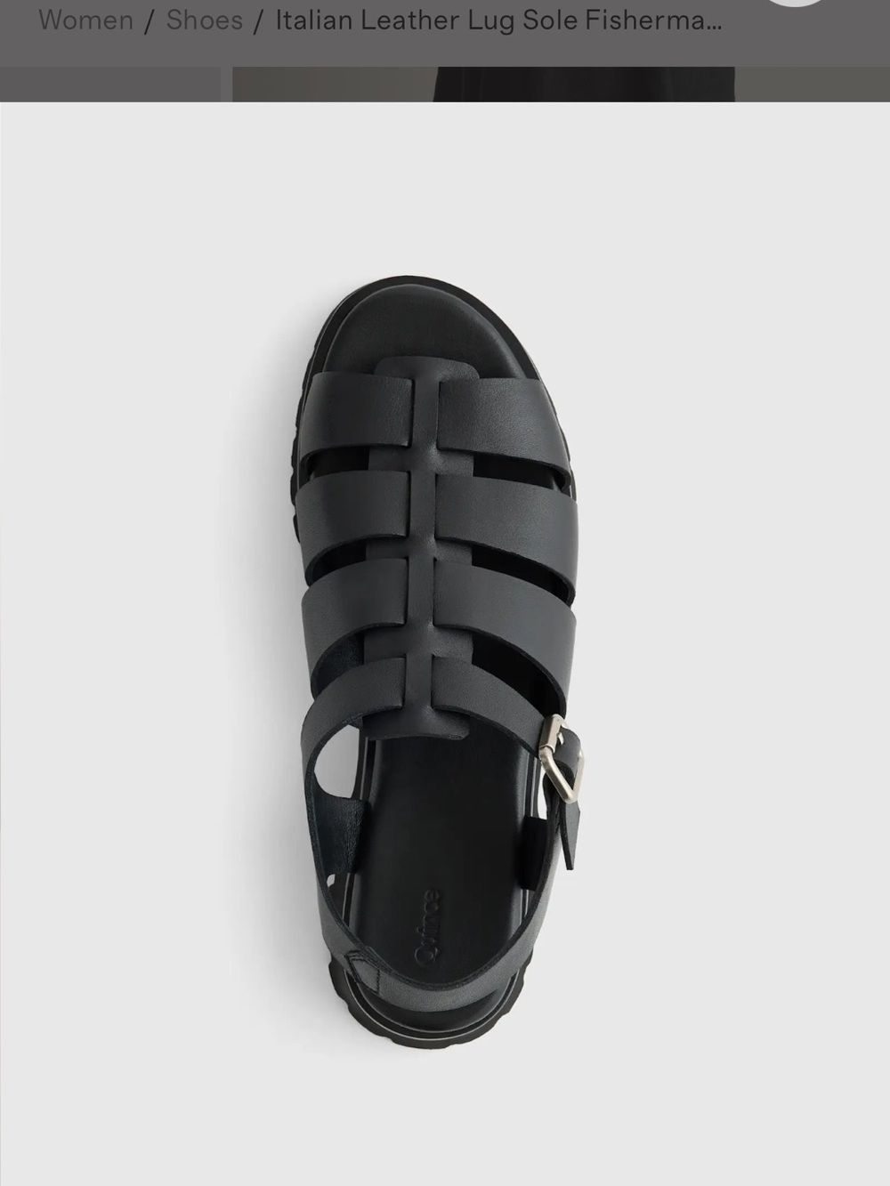 Quince Black Leather Fisherman Sandal for Women